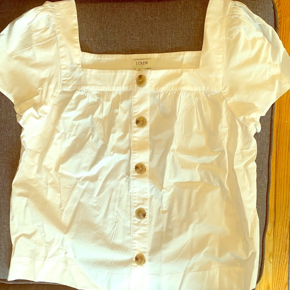 Square neck button front blouse